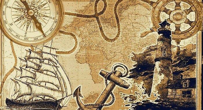 Ковер МОРСКОЙ древняя КАРТА МИРА-6