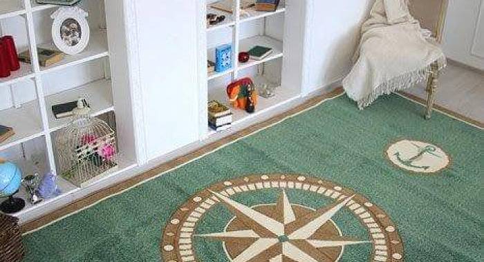 Ковер МОРСКОЙ зеленый цвет с меланжем